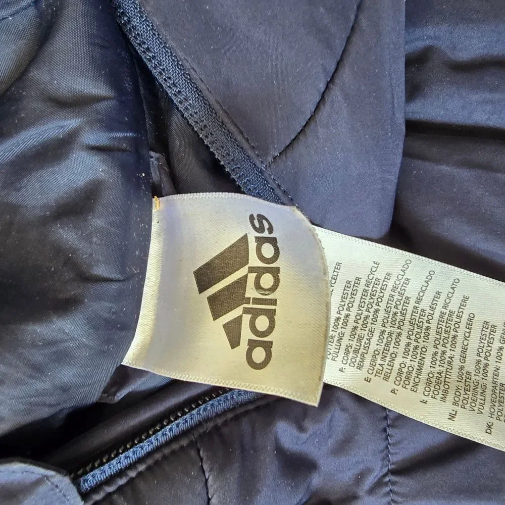 Adidas Dark Blue Quilted Jacket with White Accents